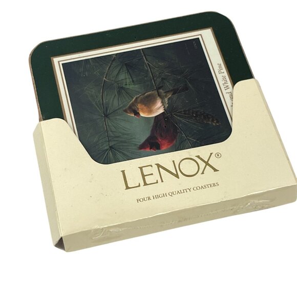 Lenox Four High Quality Coasters Set Cardinal Heat Resistant Durable Hardwood - Picture 1 of 7